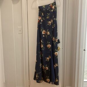 NWT! Navy and floral one shoulder dress